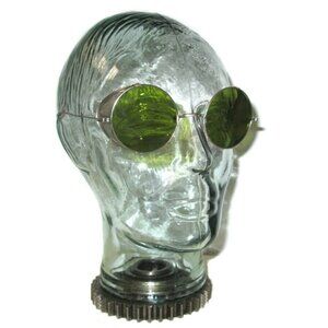 Antique Green Shield Sunglasses Goggles Old Vtg Steampunk Lime Safety Glasses